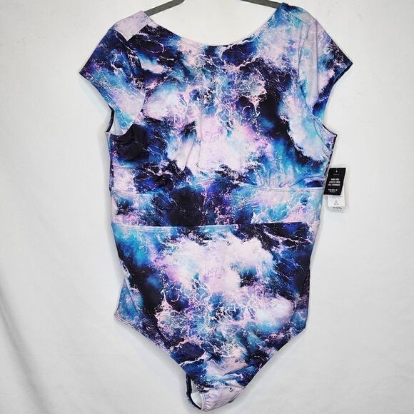 1X 14W 16W Torrid Purple Swimsuit One Piece Ocean Waves Active Athletic Coverage - Picture 3 of 9